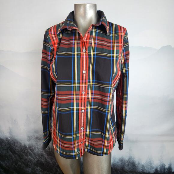 J. Crew Perfect Shirt Stewart Plaid Button Up Top | Women's Slim 12P - Picture 1 of 12